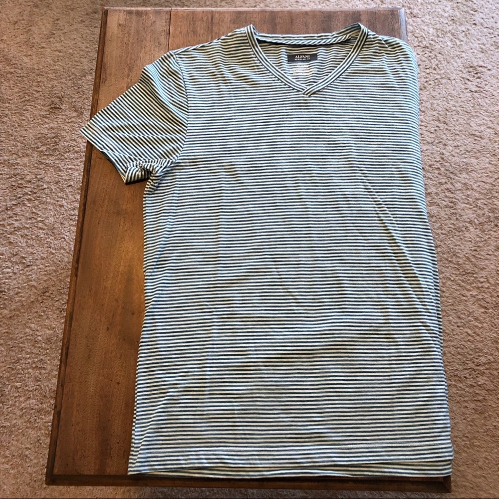 Alfani Men’s T-Shirt, Green/white stripe Sz Small - Picture 1 of 3